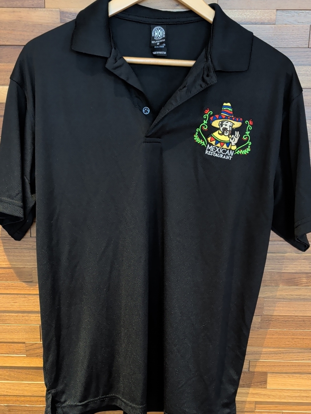 Black Mexican Restaurant Polo Shirt with Embroidered Logo